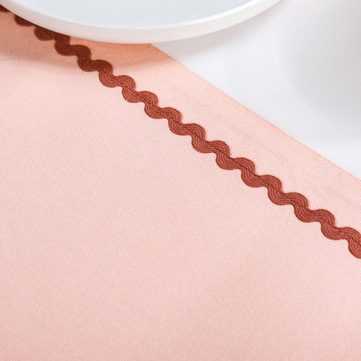 Madeline Rick Rack Cotton Table Runner Peach 183x36cm Nestasia