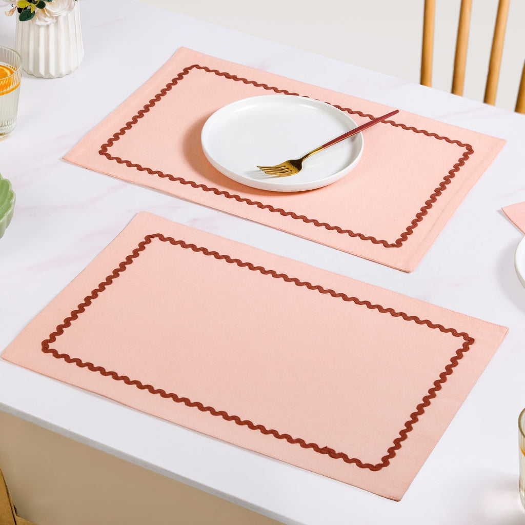 Madeline Peach Set Of 4 Reversible Cotton Placemats Nestasia