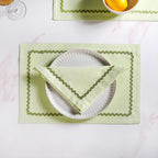 Isabelle Set Of 4 Green Cotton Rick Rack Napkins Nestasia