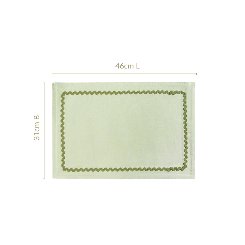 Isabelle Set Of 6 Green Table Mats With Rick Rack Nestasia