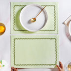 Isabelle Set Of 6 Green Table Mats With Rick Rack Nestasia