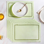 Isabelle Set Of 6 Green Table Mats With Rick Rack Nestasia