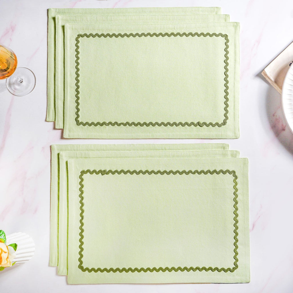 Isabelle Set Of 6 Green Table Mats With Rick Rack Nestasia