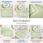 Isabelle Set Of 6 Green Table Mats With Rick Rack Nestasia