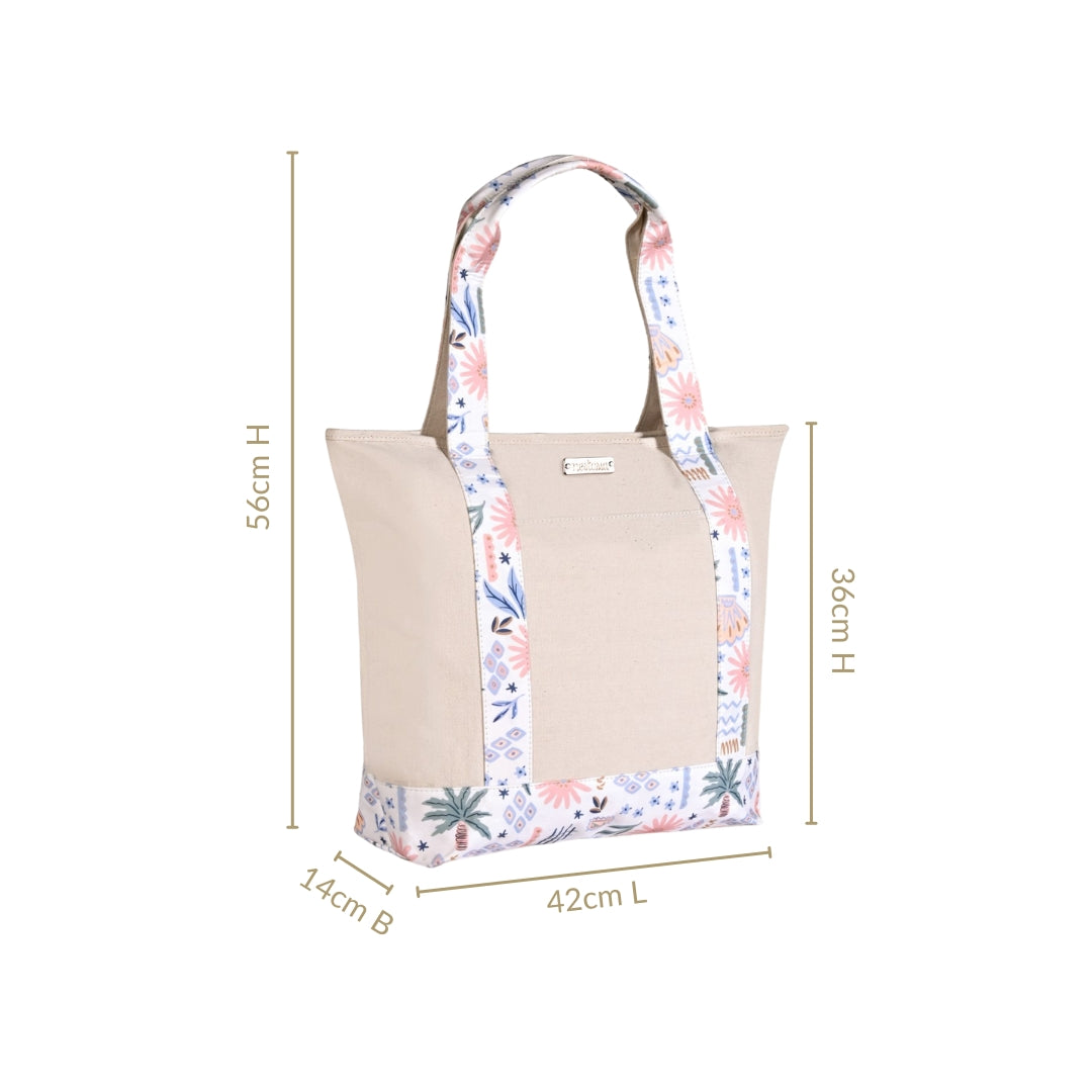 Beach Please Large Canvas Zipper Tote Bag Nestasia