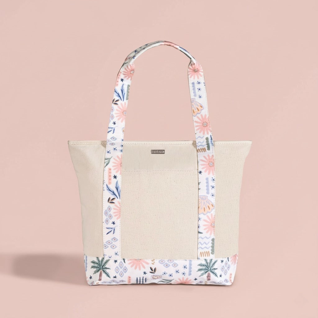 Beach Please Large Canvas Zipper Tote Bag Nestasia