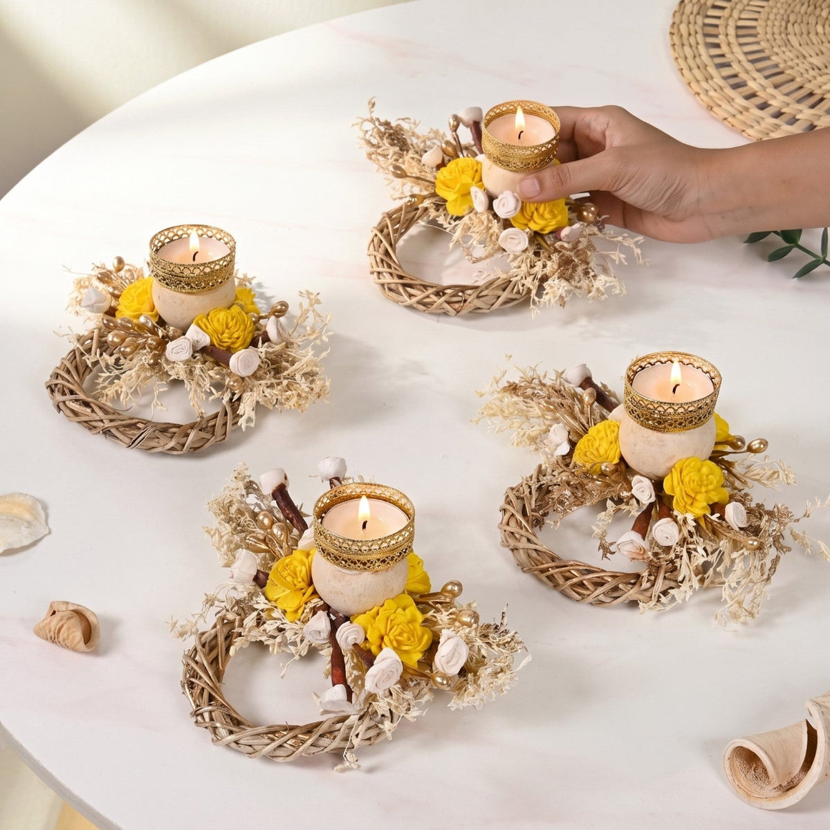 Rosalia Sustainable Tealight Holder Set Of 4 Nestasia
