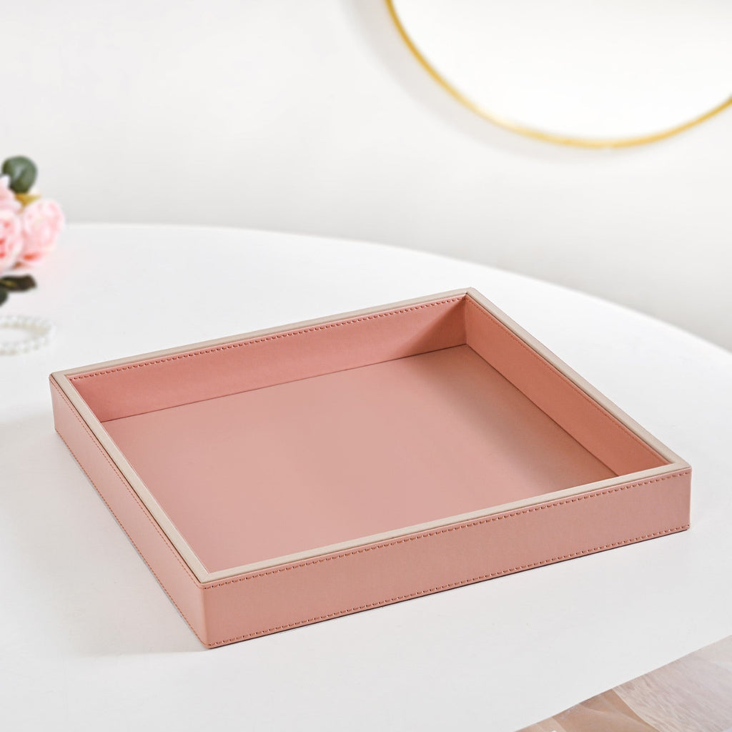 Vegan Leather Desk Organizer Tray Pink Nestasia