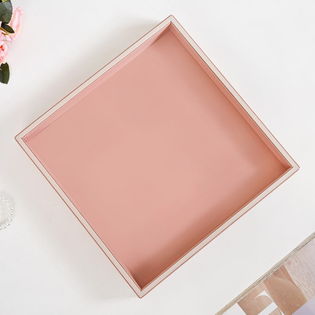 Vegan Leather Desk Organizer Tray Pink Nestasia