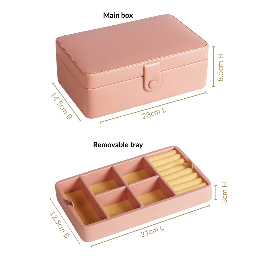 Vegan Leather Two Tier Jewellery Box Pink Nestasia