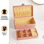 Vegan Leather Two Tier Jewellery Box Pink Nestasia