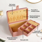 Vegan Leather Two Tier Jewellery Box Pink Nestasia