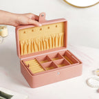 Vegan Leather Two Tier Jewellery Box Pink Nestasia