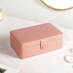 Vegan Leather Two Tier Jewellery Box Pink Nestasia