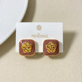 Rose Embossed Stud Earrings Nestasia