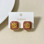 Rose Embossed Stud Earrings Nestasia