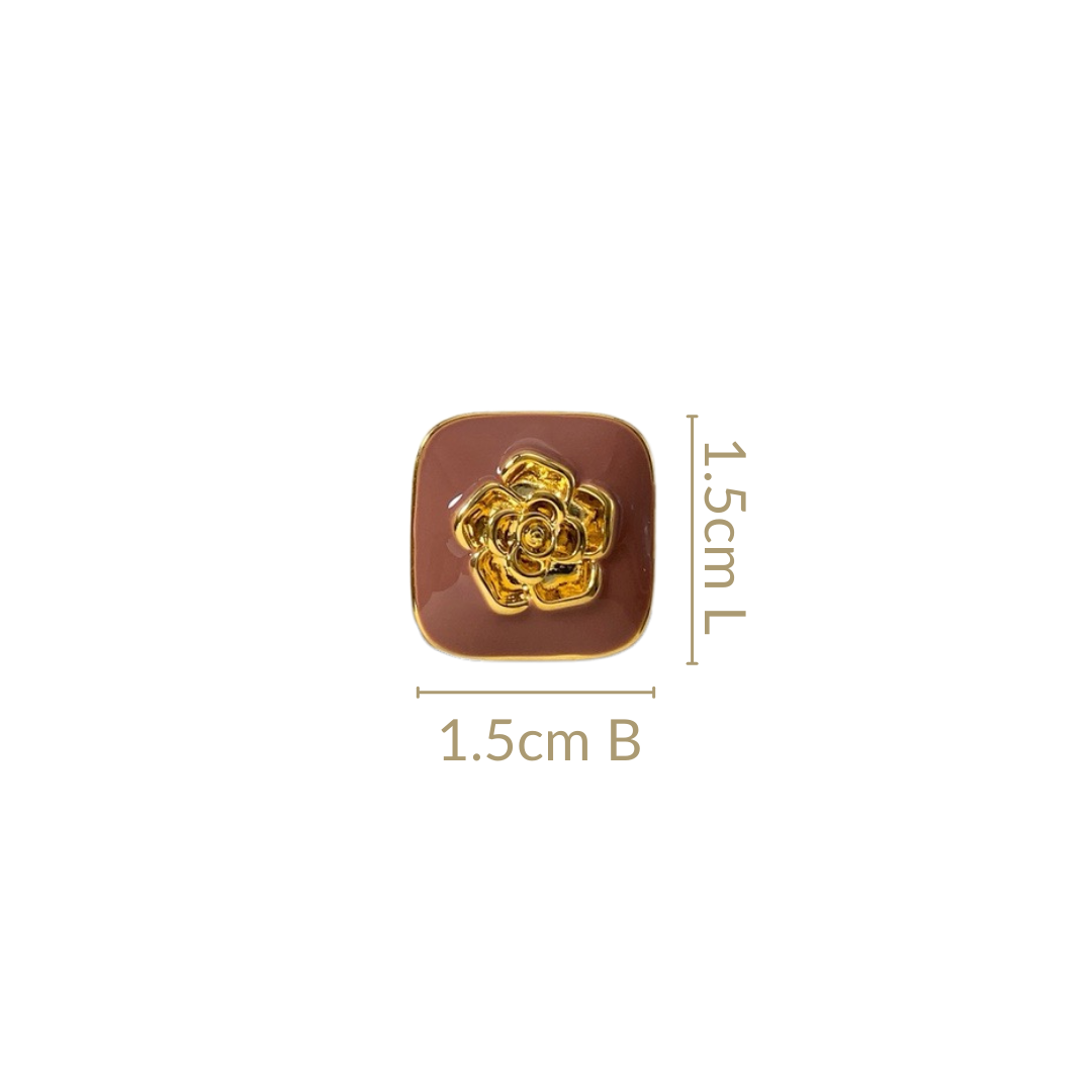 Rose Embossed Stud Earrings Nestasia