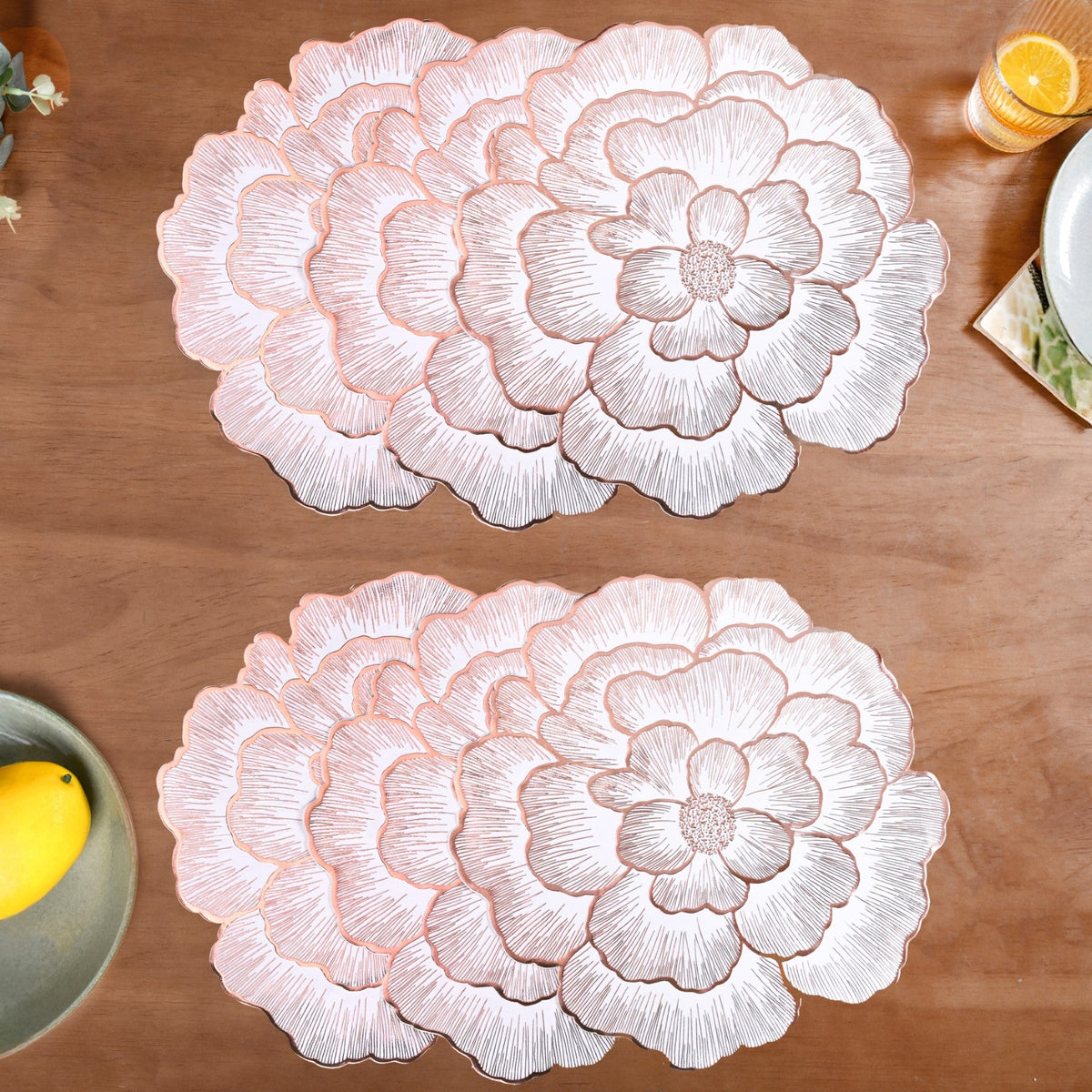 Rose Gold And White Fleur Placemat Set Of 6 Nestasia