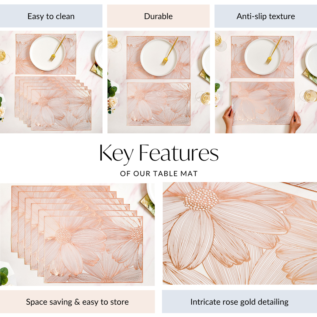 Soft Girl Rose Gold Table Mat Set Of 6 Nestasia