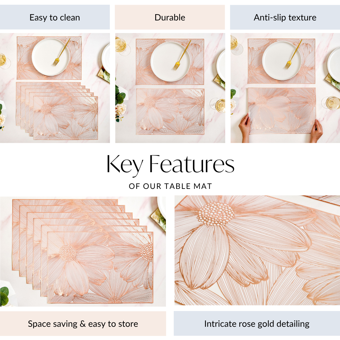 Soft Girl Rose Gold Table Mat Set Of 6 Nestasia