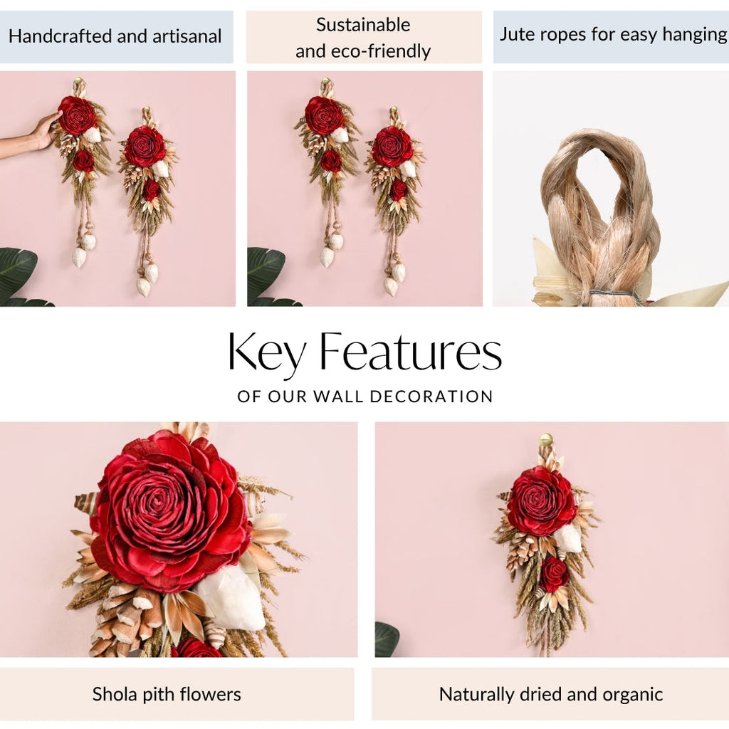 Organic Rose Festive Wall Decor Set Of 2 Nestasia