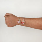 Rose and Pearl Set Of 2 Rakhi Gift Set Nestasia