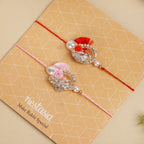 Rose and Pearl Set Of 2 Rakhi Gift Set Nestasia