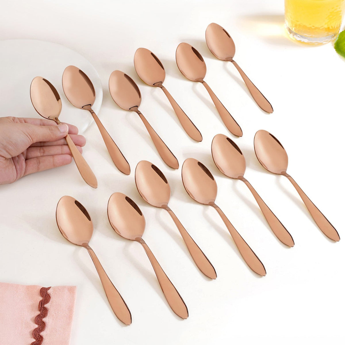 Rose Gold PVD Coated Spoon Set Of 12 Nestasia
