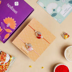 Rose and Pearl Set Of 2 Rakhi Gift Set Nestasia