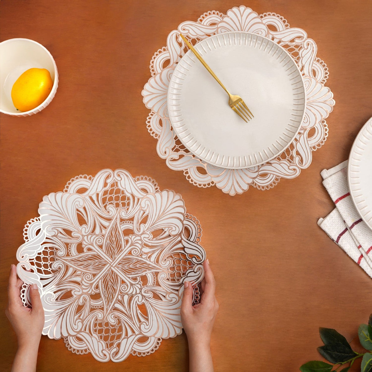 Rosegold Reverie Placemat Set Of 6 Nestasia