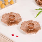 Rose Gold Tealight Candle Holder Set Of 2 In Festive Gift Box Nestasia