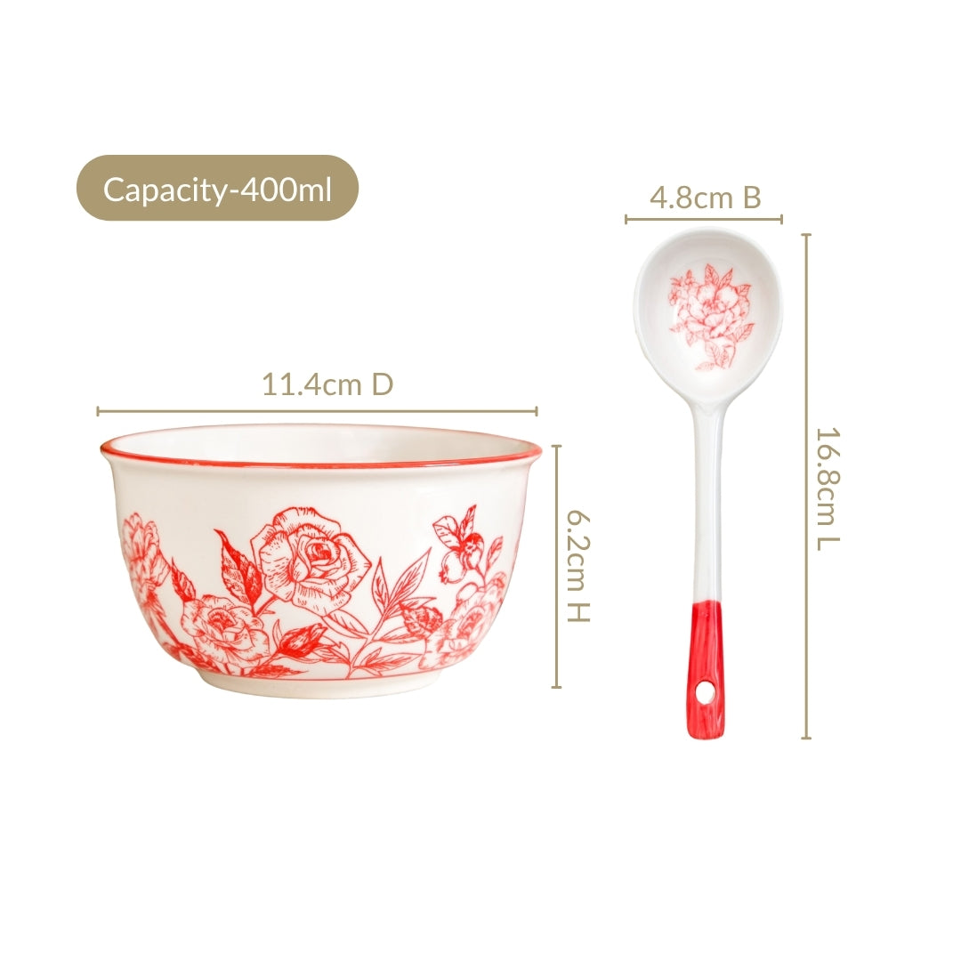 Rosetta Bowls And Spoons Set Of 4 400ml Nestasia