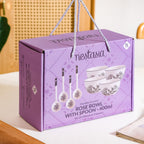 Rosetta Bowls And Spoons Set Of 4 400ml Nestasia