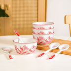 Rosetta Bowls And Spoons Set Of 4 400ml Nestasia