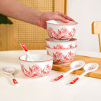 Rosetta Bowls And Spoons Set Of 4 400ml Nestasia