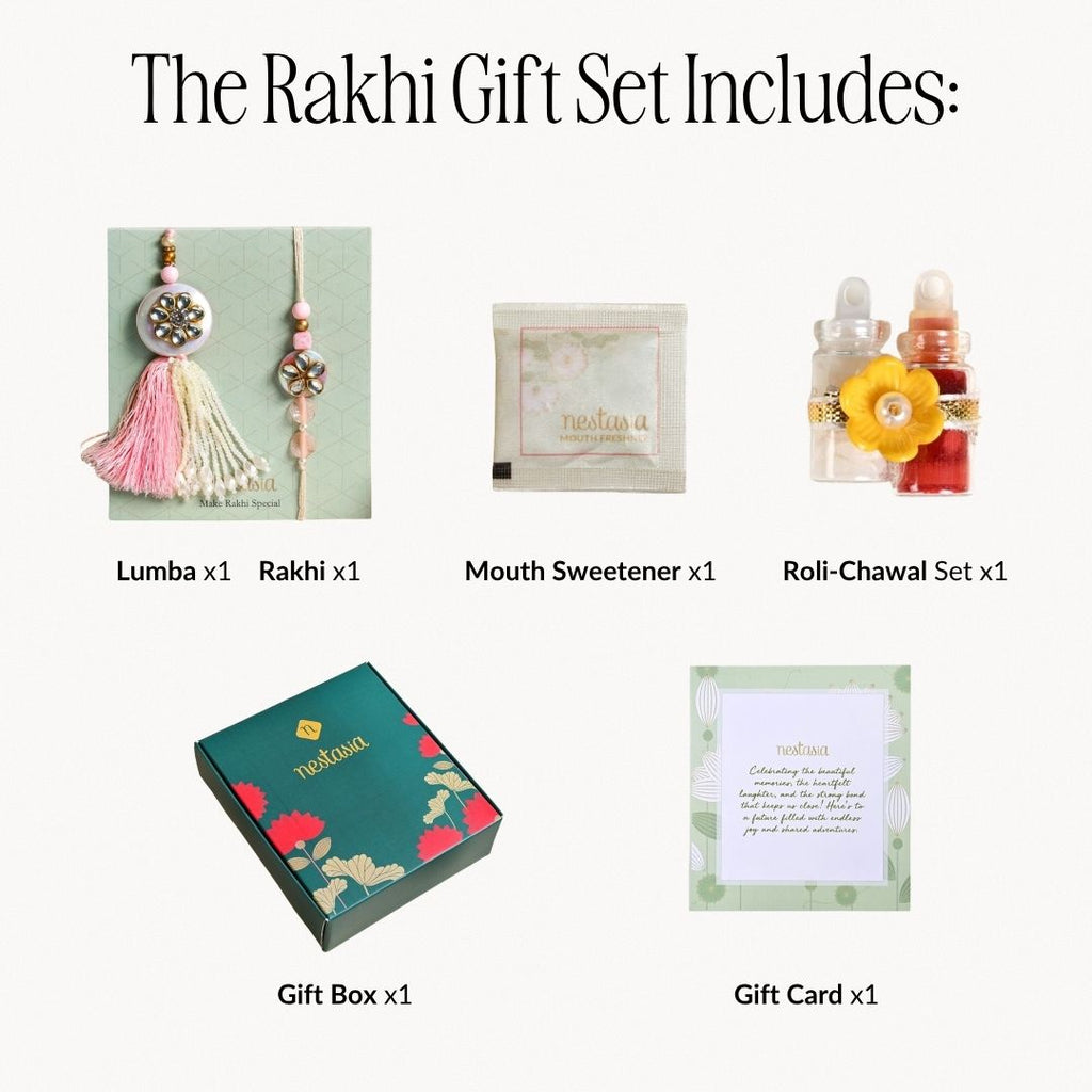 Rosetta Charm Rakhi And Lumba Gift Set Nestasia