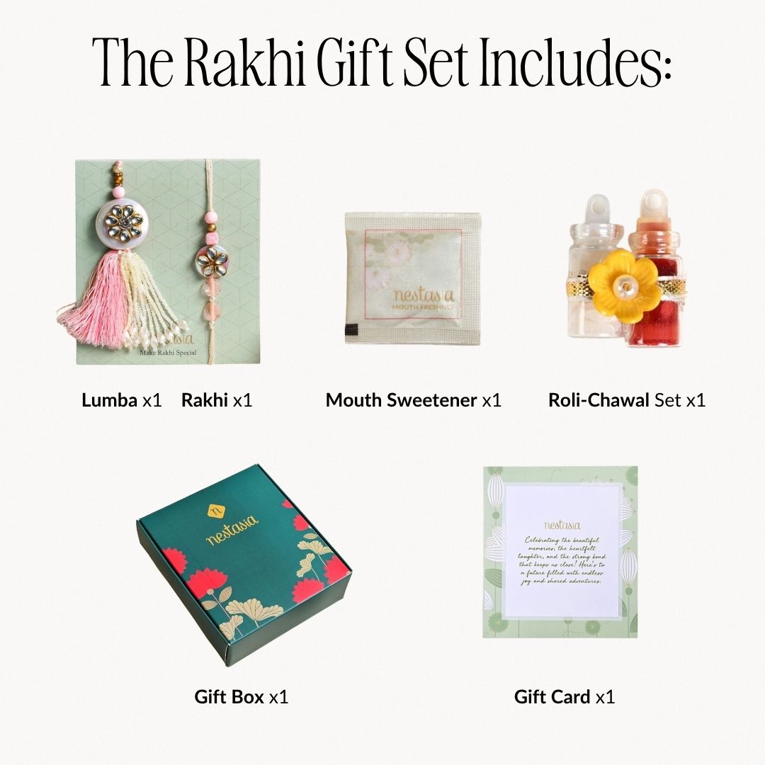 Rosetta Charm Rakhi And Lumba Gift Set Nestasia