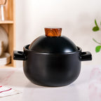 Claymist Black Cooking Pot With Lid 2800ml Nestasia