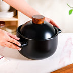 Claymist Black Cooking Pot With Lid 2800ml Nestasia
