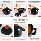 Claymist Black Cooking Pot With Lid 2800ml Nestasia