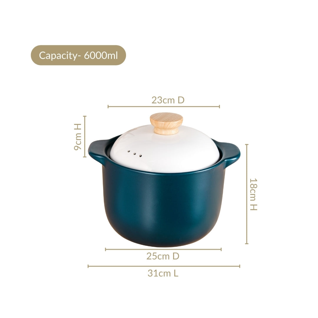 Cera Ceramic Soup Cooking Pot With White Lid 6000ml Nestasia