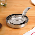 Hammered Stainless Steel Serving Pan With Handle Set Of 3 Nestasia