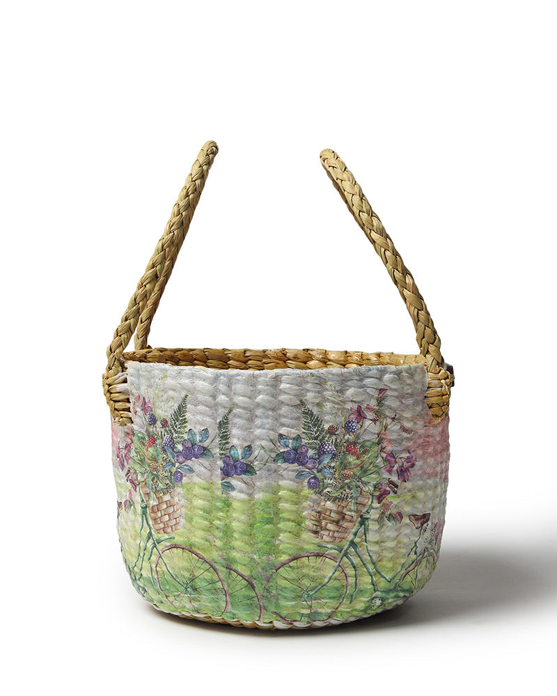 Natural Round Seagrass Basket for Decorative Fruit Display and Tabletop Styling