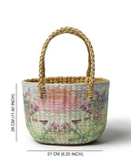 Natural Round Seagrass Basket for Decorative Fruit Display and Tabletop Styling