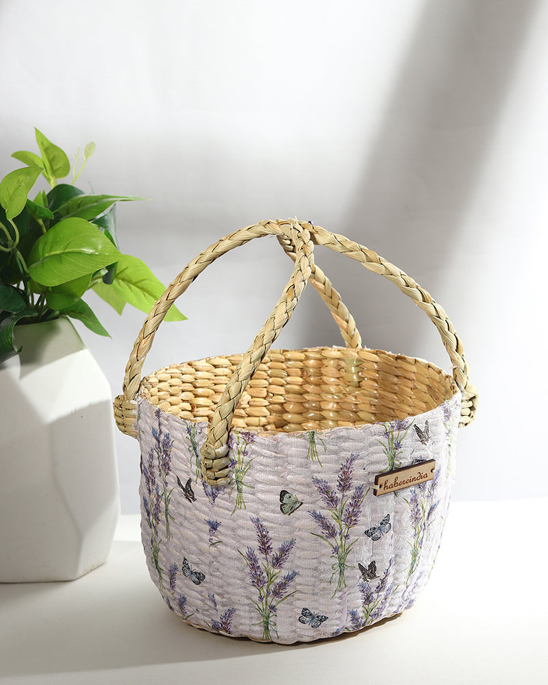 Handwoven Round Seagrass Basket for Fruits, Snacks, and Home Organization