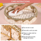 Round Handwoven Tray Basket Gold White Nestasia