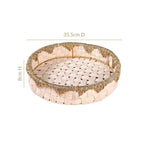 Round Handwoven Tray Basket Gold White Nestasia