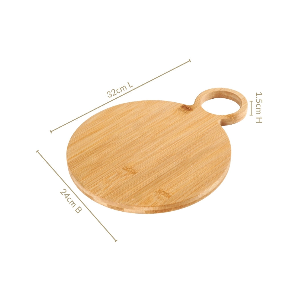 Mod Round Bamboo Serving Platter With Handle 12 Inch Nestasia