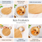 Mod Round Bamboo Serving Platter With Handle 12 Inch Nestasia