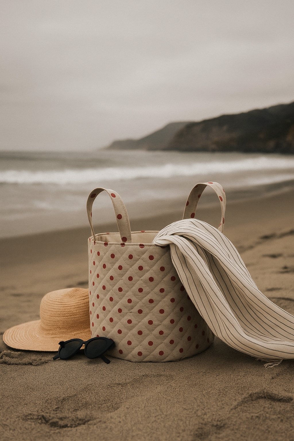 Ruby Dot Quilted Basket Contrast Living